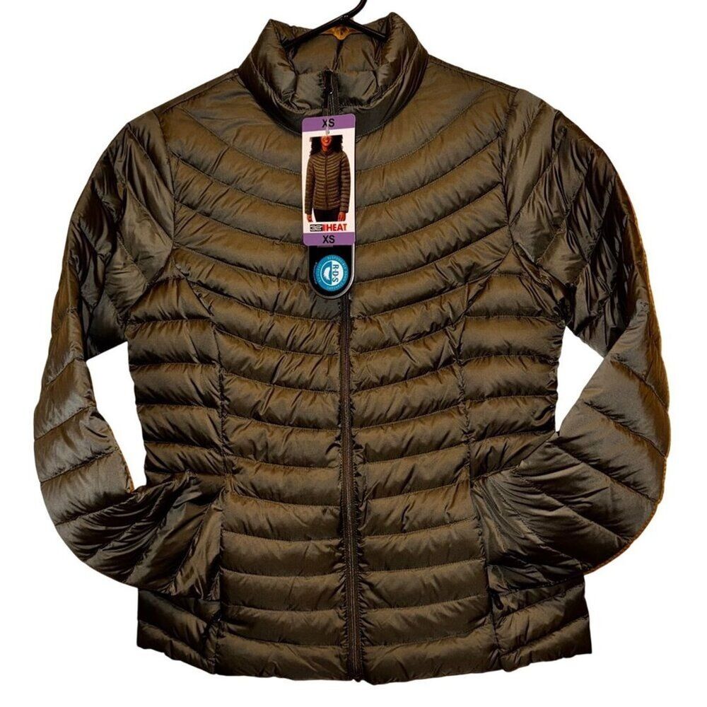 32 Degrees Womens X-Small Puffer Jacket Winter Coat Ultra Light Down Green New